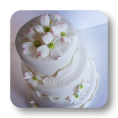 Delicate, Shimmering Ruffles & Dogwood Flowers~ Wedding Cake