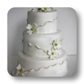 Delicate, Shimmering Ruffles & Dogwood Flowers~ Wedding Cake