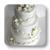 Delicate, Shimmering Ruffles & Dogwood Flowers~ Wedding Cake