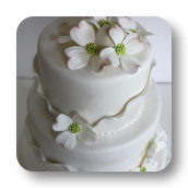 Delicate, Shimmering Ruffles & Dogwood Flowers~ Wedding Cake