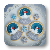 Snowglobe Sugar Cookies with Crystal Blue Candy Centers!