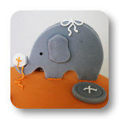 Buttons and Elephants Baby Shower Cake