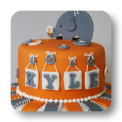 Buttons and Elephants Baby Shower Cake