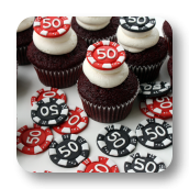 Poker Chip Topped Cupcakes for a 50th Birthday!