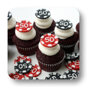 Poker Chip Topped Cupcakes for a 50th Birthday!