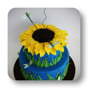 Sunflower and Dragonflies Cake