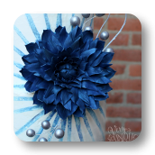 Blue Dahlia & Painted Buttercream Wedding Cake